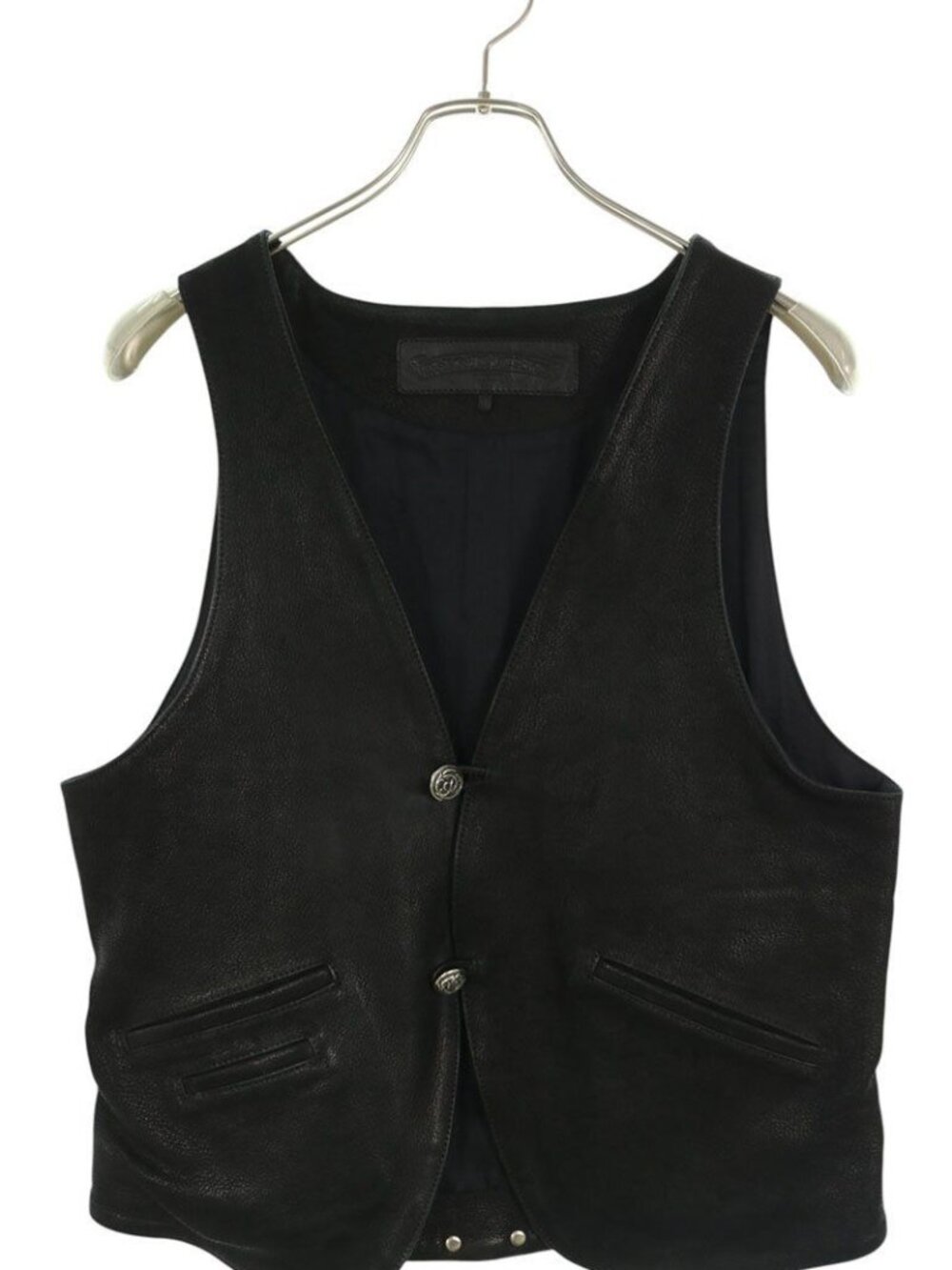 Chrome Hearts Classic Lthr Floral Ball Button Leather Vest